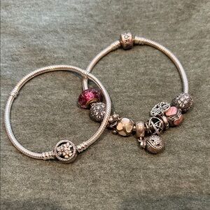 Pandora Silver Bracelets with Pink Charms